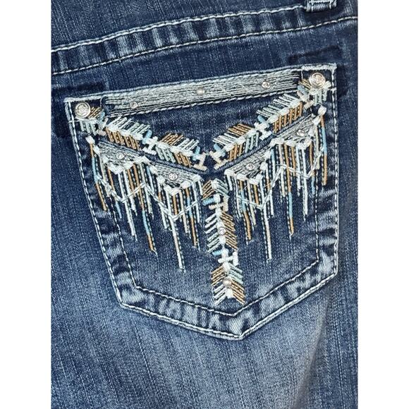 Grace in LA Bootcut Jeans Sz 28 Western Cowgirl Boho Bling Rhinestone Pockets - Picture 5 of 8